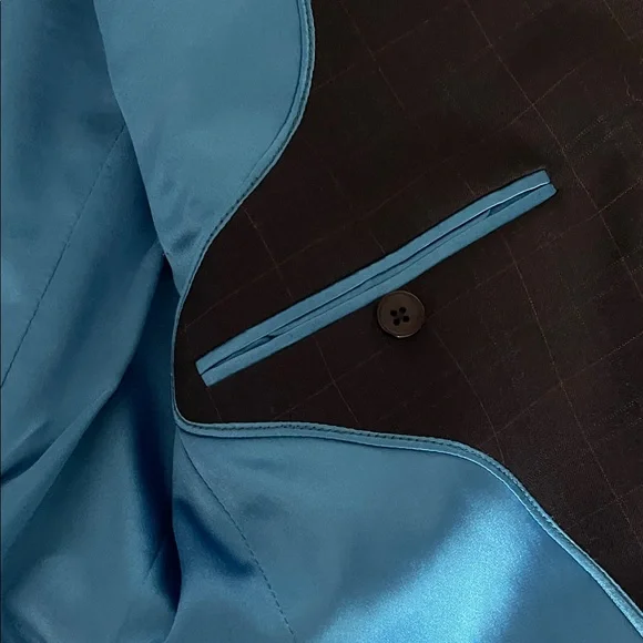 Men's Black Blazer with Blue Lining